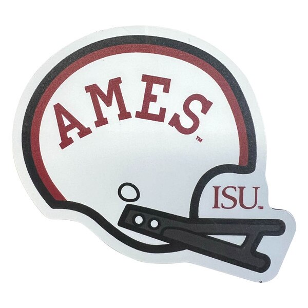 Ames White Helmet Auto Magnet (3"x3.5")